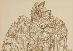 Edward McGuire, Long Eared Owl, 1971, ink on paper