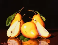 Patrick Devaud, Poires Jaunes, oil on panel