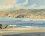 Playing on the Beach by George K. Gillespie, oil on canvas, sold Jan 2021