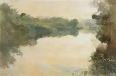 Tom Carr, River Lagan, 1977, oil on canvas laid on board