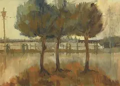 Ken Howard, Parkland Scene, oil on board