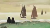Watching the Boats by Markey Robinson, gouache, sold Jan 2021
