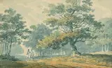 George Barret, Riders on a Woodland Path, watercolour