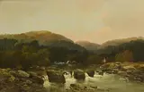 James Baylis Allan, Fishing at River Erme Rocks, Ivybridge, oil on canvas
