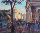 College Green, Dublin by Norman Teeling, oil on board, sold Jan 2021