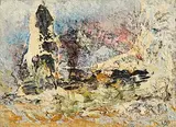 John Kingerlee, Figure in Landscape, oil on board