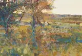 Evening Landscape by Arthur K. Maderson, oil on board, sold Jan 2021