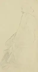 John Luke, Seated Lady, pencil drawing