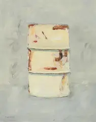 Cherith McKinstry, Rusty Oil Drum, oil on card