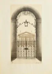 Robert Ballagh, Trinity College, 1982, limited edition lithograph - numbered 49 from an edition of 300