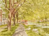 Tom Nisbet, The Canal at Wilton Place and Mespil Road, Dublin
