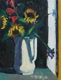 Brian Ballard, Sunflowers and Irises, 2017, oil on board