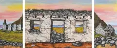 John Verling, West Cork Ruins, 2004, triptych oil on board