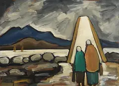 Down to the Sea, Mountains of Mourne by Markey Robinson, gouache on board, sold Nov 2020
