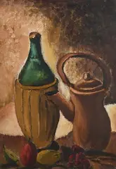 Christy Brown, Still Life - Wine Bowl and Jug, oil on board