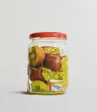 Stephen Johnston, Kiwis in a Jar, oil on canvas