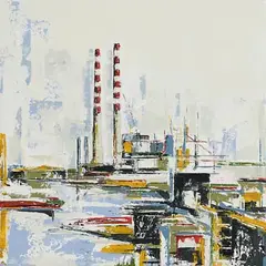 Pigeon House, Dublin by Yvonne Moore, oil on canvas, sold Nov 2020