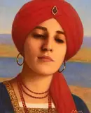 James Cahill, The Red Turban, oil on canvas laid on board