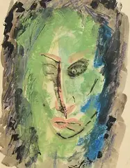 J.P Dunleavy, Head Study, 1951, gouache and watercolour on paper