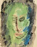 J.P Dunleavy, Head Study, 1951, gouache and watercolour on paper