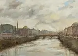 Leo Early, Evening on Liffey, oil on board