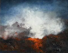 Carmel Mooney, Eruption at Etna, oil on canvas board