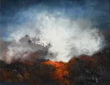 Carmel Mooney, Eruption at Etna, oil on canvas board