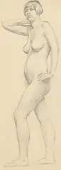 John Luke, Female Study, pencil drawing
