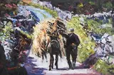 Michael Hanrahan, Man with Haystack in Achill, oil on canvas