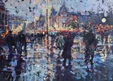 Arthur K. Maderson, Christmas Shopping - Wet Evening, Montpellier, France