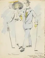 Harry Clarke, The Swankers, 1911, watercolour and pencil