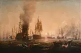George Mounsey Wheatley Atkinson, The Close of the Battle of the Nile, oil on canvas
