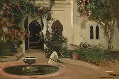 Sir John Lavery, The House of Walter Harris at Tangier, oil on canvas-board