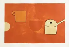 William Scott, Cup, Bowl, Pan, Reds and Ochres, 1970, limited edition screenprint on wove paper - numbered 87 from an edition of 100