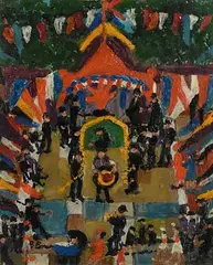 Gretta Bowen, Festival, oil on board