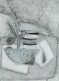 Jane O'Malley, Still Life - Grey, 1985, oil on board