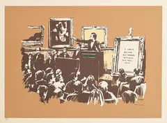 Banksy British, Morons (Sepia), 2007, screenprint in colours on Somerset wove paper - number 88 from an edition of 300 - printed and published by Pictures on Walls, London