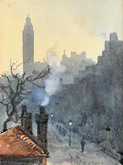 Evening, London by Rose Maynard Barton, watercolour, sold Oct 2020