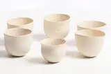 Sara Flynn, White Bowls, set of 6 porcelain bowls