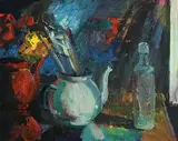 Brian Ballard, Brushes in Teapot, 2019, oil on canvas