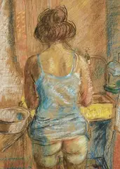 Ruskin Spear British, Model at Wash Basin, 1936, pastel