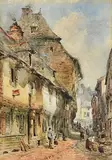 William Bingham McGuiness, A Street in Dinan, Brittany, 1880, watercolour
