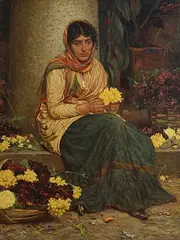 William John Hennessy British, The Flower Seller, 1874, oil on canvas