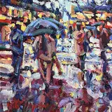 Arthur K. Maderson, Wet Evening, La Place de la Comedie, Montpellier, France