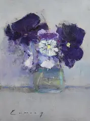 Still Life - Flowers in a Vase by Fred Cuming Ra British, oil on canvas board, sold Sep 2020
