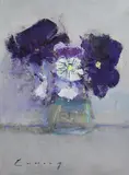Fred Cuming Ra British, Still Life - Flowers in a Vase, oil on canvas board