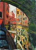 John Bratby, Red Canal Water and Gondola