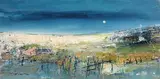 Nael Hanne, Fishing Boat with Moonlight, oil on board