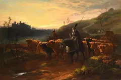 William Henry Watson, Mounted Horsemen (1870)(Valentine Walker Bromley (1848-1877) painted the Mounted Horsemen), oil on canvas