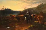 William Henry Watson, Mounted Horsemen (1870)(Valentine Walker Bromley (1848-1877) painted the Mounted Horsemen), oil on canvas